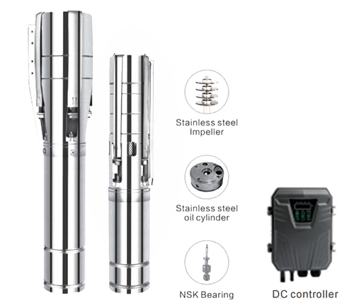 4/6ESC 4'/6' DC Brushless MPPT Solar Pump With Stainless Steel Impeller 