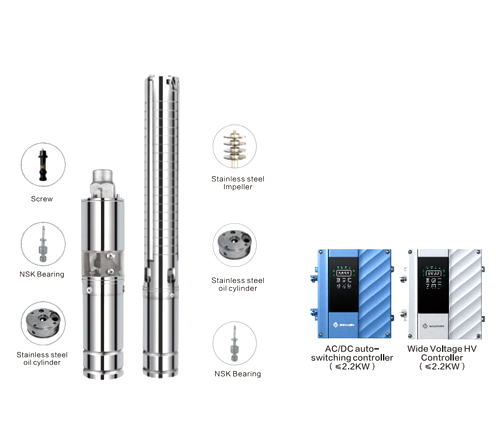 3HVSC Wide Voltage Stainless Steel Impeller Solar Deep Well Pump