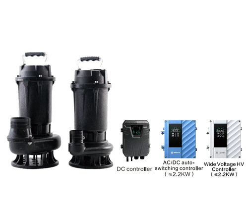 HVWQD Seires Wide Voltage Brushless Motor Cast Iron Solar Sewage Pump with Semi-Open Impeller